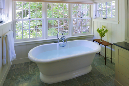 bath tub by windows
